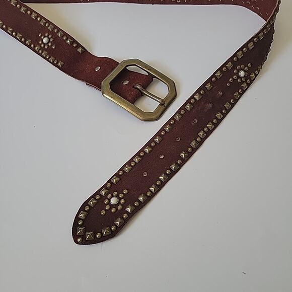 B Low the Belt Studded Rust Suede Hip Belt 34 Adjustable Boho Cowgirl Western - Picture 6 of 16